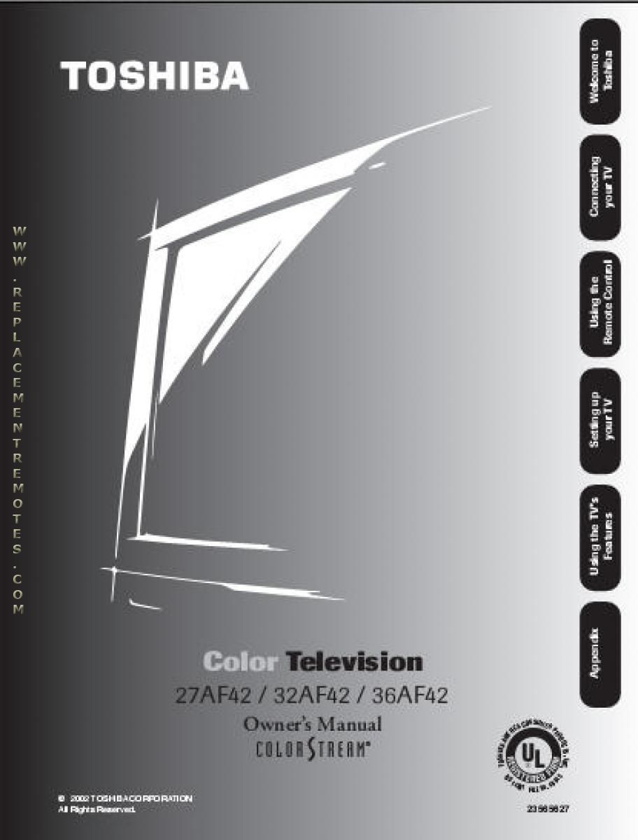 Buy TOSHIBA 36AF42OM 27AF42 32AF42 36AF42 Operating Manual