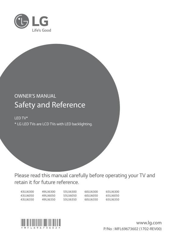 Buy LG 65UJ6300OM 43UJ6050 43UJ6300 43UJ6350 Operating Manual