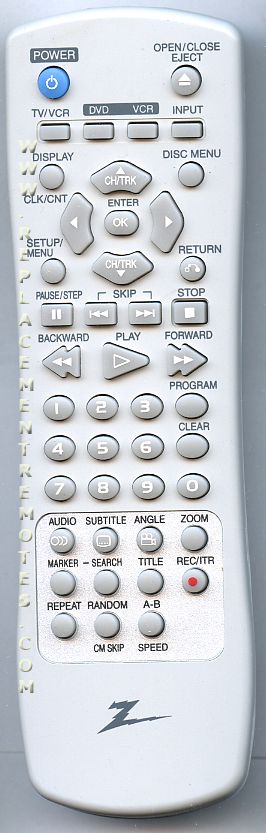 zenith dvd vcr combo remote