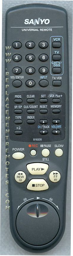 sanyo vcr remote control