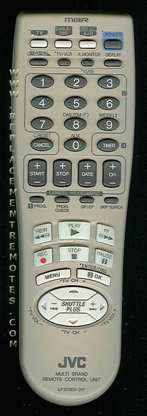 Buy JVC LP20303-017A LP20303017 -LP20303017A VCR Remote Control