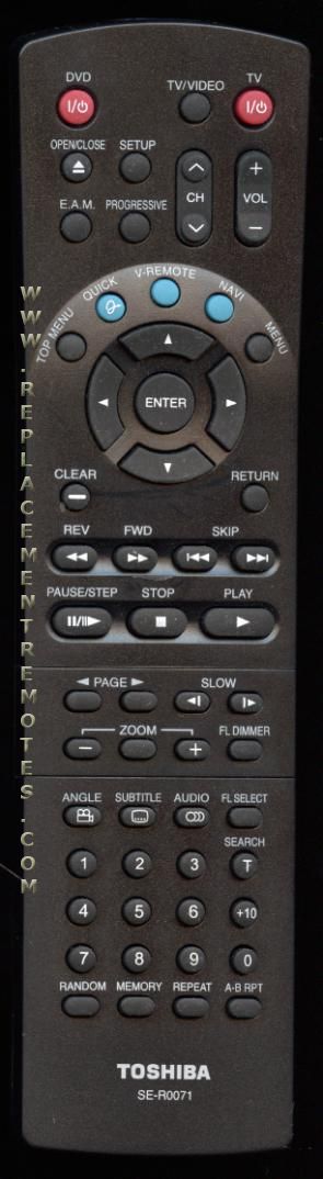 Buy TOSHIBA SE-R0071 SER0071 -79078087 DVD Player Remote Control