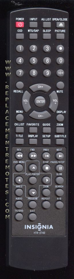 Insignia HTR-274D newest TV/DVD Combo Remote Control