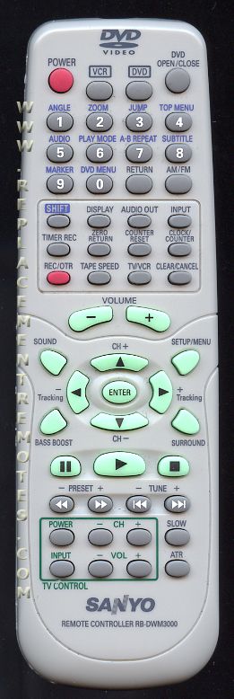 Buy Sanyo Rbdwm3000 Dvdvcr Combo Player Remote Control 1119