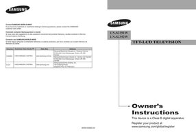 Samsung LNS2352W CL32Z30HM TV Operating Manual