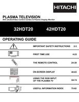 Hitachi 32HDT20 42HDT20 TV Operating Manual