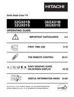 Hitachi 32GX01B 32UX01B 36GX01B TV Operating Manual