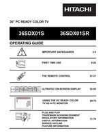 Hitachi 36SDX01S 36SDX01SR TV Operating Manual