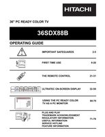 Hitachi 36SDX88B TV Operating Manual