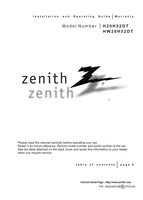 Zenith H20H52DT HW20H52DT TV Operating Manual