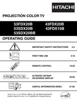 Hitachi 43FDX15B 43FDX20B 53FDX20B TV Operating Manual