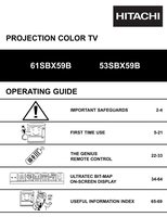 Hitachi 53SBX59B 53SBX59BK 61SBX59B TV Operating Manual