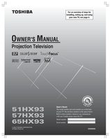 Toshiba 51HX93 57HX93 65HX93 Consumer Electronics Operating Manual