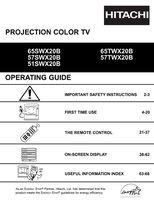 Hitachi 51SWX20B 57SWX20B 57twx20b TV Operating Manual