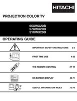 Hitachi 51XWX20B 57XWX20B 65XWX20B TV Operating Manual