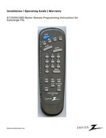 Zenith 6710V00108DOM Universal Remote Control Operating Manual