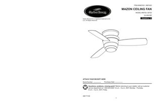 Harbor Breeze 00724 Mazon Ceiling Fan Ceiling Fan Operating Manual