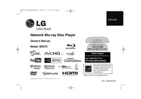 LG BD370 Blu-Ray DVD Player Operating Manual