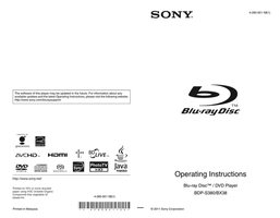 Sony BDPBX38 BDPS380 Blu-Ray DVD Player Operating Manual