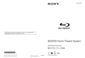 Sony BDVE300 BDVT10 BDVT11 Audio/Video Receiver Operating Manual