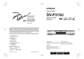 Hitachi DVP315U DVD Player Operating Manual