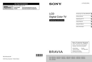 Sony KDL32EX301 KDL32EX400 KDL32EX500 TV Operating Manual