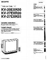 Sony KV20EXR20 KV27EXR20 KV27EXR25 TV Operating Manual