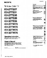 Sony KV27TS27 KV27TS31 KV27TS35 TV Operating Manual