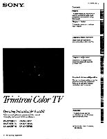 Sony KV27XBR51 KV27XBR55 KV29XBR85 TV Operating Manual