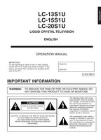 Sharp LC13S1U LC13S1UB LC15S1U Consumer Electronics Operating Manual