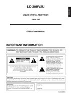 Sharp LV30HV2U TV Operating Manual