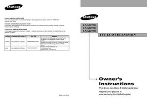 Samsung LNS3292 LNS4092 LNS4692 TV Operating Manual