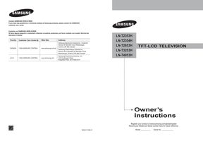 Samsung LNT4053HX/XAA LNT4053HX/XAC HLS7178W TV Operating Manual