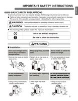 LG LP1215GXR Air Conditioner Unit Operating Manual