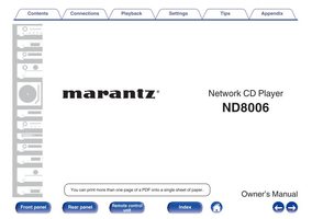 Marantz ND8006 CD Player Operating Manual