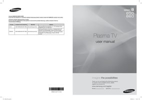 Samsung HLP5663WX/XA PN50B850Y1FXZA TV Operating Manual