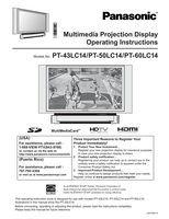 Panasonic PT43LC14 PT50LC14 PT60LC14 TV Operating Manual