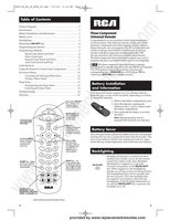 RCA RCR311 Series Operating Manual with Codes Universal Remote Control Operating Manual