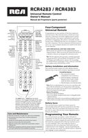 RCA RCR4383 & CodesOM Universal Remote Control Operating Manual