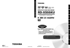 Toshiba RDXS55 RDXS55KU DVD Recorder (DVDR) Operating Manual