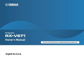 Yamaha RXV671 Audio/Video Receiver Operating Manual