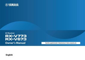 Yamaha RXV673 RXV673BL RXV773 Audio/Video Receiver Operating Manual