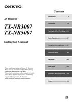 Onkyo TXNR3007 TXNR5007 Audio/Video Receiver Operating Manual