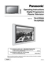 Panasonic TH37PD25 TH37PD25U TH42PD25 TV Operating Manual