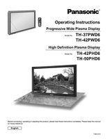 Panasonic TH37PHD8 TH37PWD6 TH37PWD8 TV Operating Manual