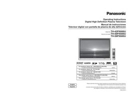 Panasonic TH42PX600U TH50PX600U TH58PX600U TV Operating Manual