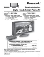 Panasonic TH42XVS30 TH50XVS30 TH50XVS30U TV Operating Manual