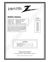 Zenith ZEN525 CodesOM Universal Remote Control Operating Manual