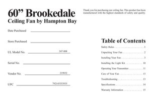 Anderic AC418BN Brookedale 60 in Indoor Brushed Nickel Ceiling Fan Ceiling Fan Operating Manual