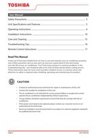 Toshiba RACPD1412CRU Air Conditioner Unit Operating Manual